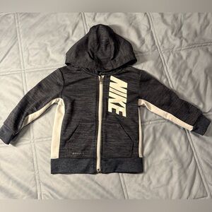 Nike Kids Charcoal and White Zipper Hoodie